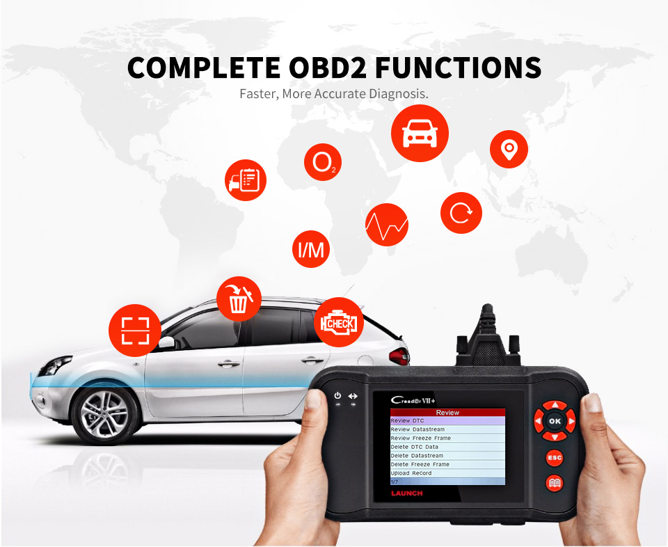 Avvia Creader VII+ funzioni OBD2 complete